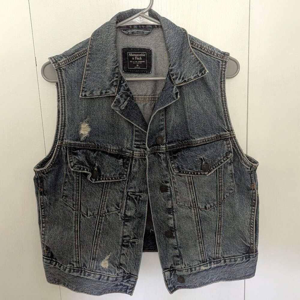 Abercrombie & Fitch Distressed Women's Denim Jean Vest – Size Medium